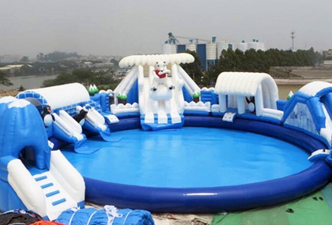 Water Paradise Large Inflatable Ice Snow World Water Slide with Pool Kids Water Slides Inflatable Slide 第2张