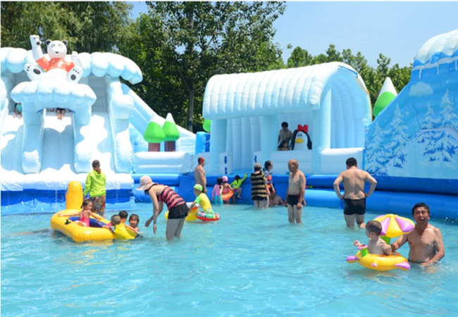 Water Paradise Large Inflatable Ice Snow World Water Slide with Pool Kids Water Slides Inflatable Slide 第3张