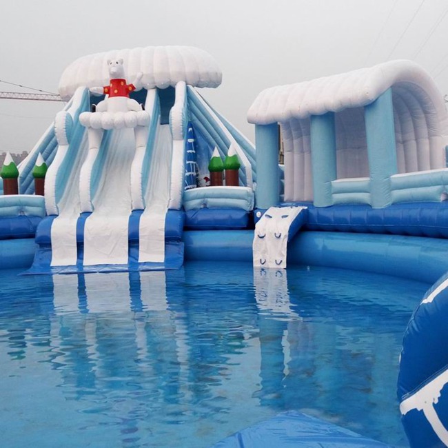 Water Paradise Large Inflatable Ice Snow World Water Slide with Pool Kids Water Slides Inflatable Slide 第4张