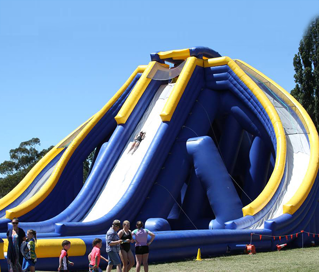 Outdoor Customized Blue Three-Slides Inflatable Water Slide for Sale Customer Case 第1张